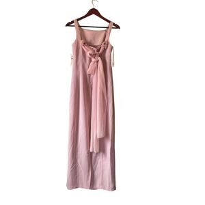 NWT Vintage Dusty Pink Tulle Floral Maxi Evening Gown Size 6 Romantic Dress
